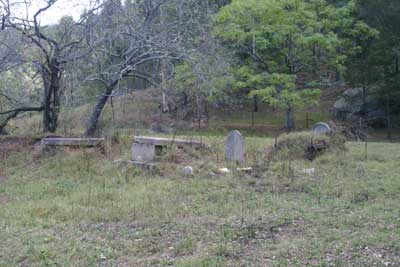 Headstones at Bailey's Farm Cemetery (private property). Photo courtesy of Drew Mitchell.