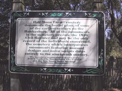 Sign at Half Moon Farm Cemetery